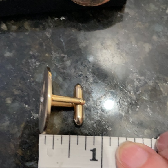 Vintage Swank Gold and Rhinestone Cuff Links and Tie Clip - Picture 3 of 4
